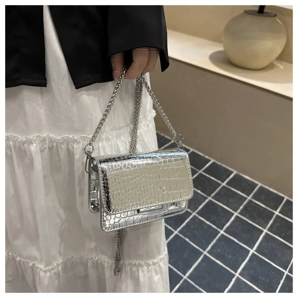 Fashionable Chain Strap Square Bag Solid Color PU Leather Crossbody Bag Tote Bag Women
