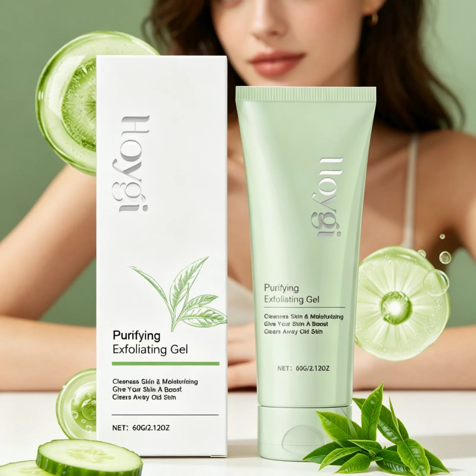 Hoygi Purifying Exfoliating Gel Remove Dead Skin Shrink Pores Oil Control Remove Blackheads Nourishing Face Exfoliating Gel 60g