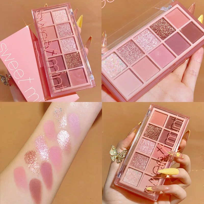 10Color Eye Shadow Palette Pumpkin Earth Tone Matte Pearlescent Shimmer Shiny Sequins Eye Shadow Makeup Pigment Korean Cosmetics