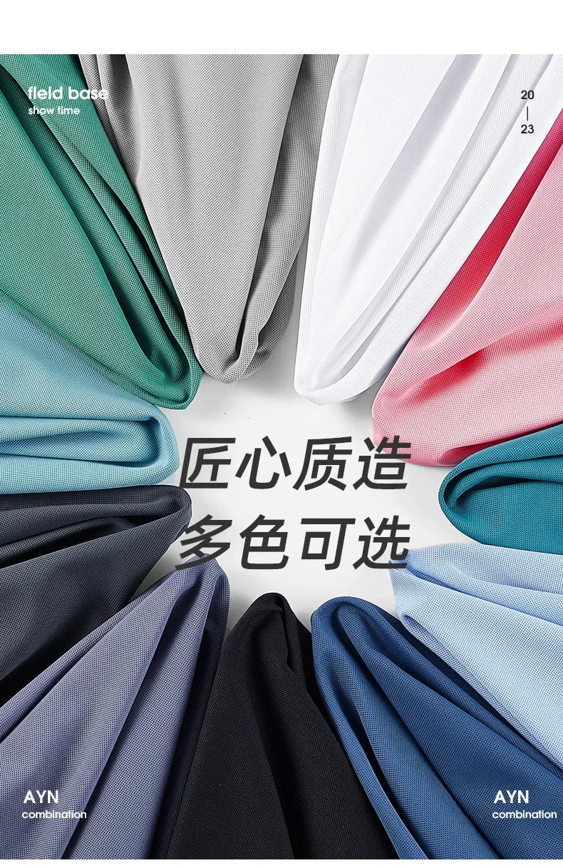 Summer Ice Silk Quick Drying Loose Polo Shirt Middle Aged Men's Solid Lapel Button Simple Versatile Casual Thin Short Sleeve Top