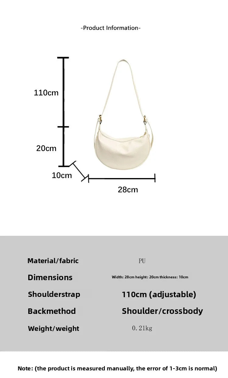 Women Vintage Soft Leather Dumpling Bag Fashion Adjustable Strap Crossbody Bag Large Capacity Crescent Shoulder Purse for Daily