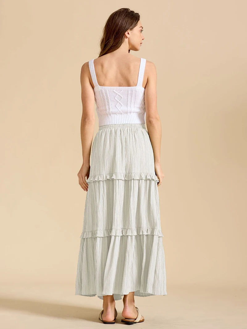 Beiyingni 2025 New In Women's Skirt Pure Color Leisure Fashionable Lace-up A-line Long Maxi Skirts Female Simple Slim Faldas