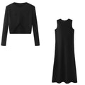 Silk Satin Maxi Dress & Knit Top Set