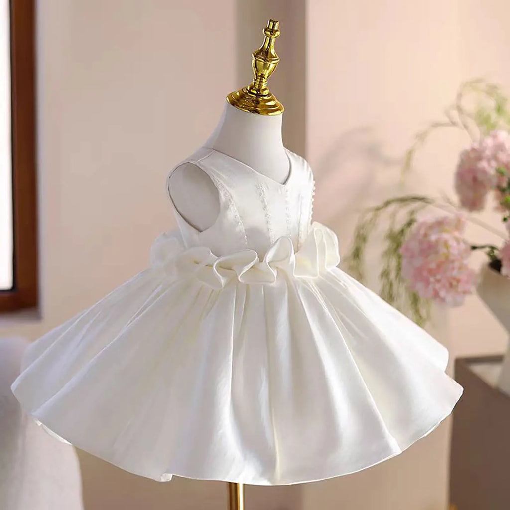 Dreamy Vow J460A Champagne Elegant Flower Girl Dress Satin Knee Length Children Wedding Birthday Holiday Party Pageant Dress