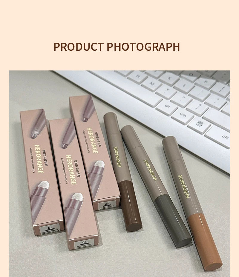 Herorange Valentine's Day Gift Contour Stick - 2-in-1 Nose & Face Sculpting Pen with Brush, Suitable for All Skin Types