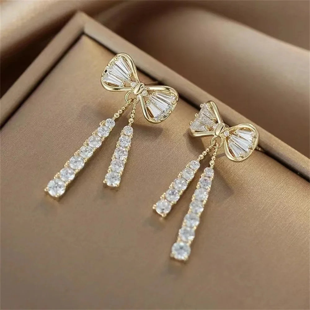 Fashion Bow Crystal Zircon Earrings For Women'S Trendy Jewelry Ear Accessories Valentine'S Day