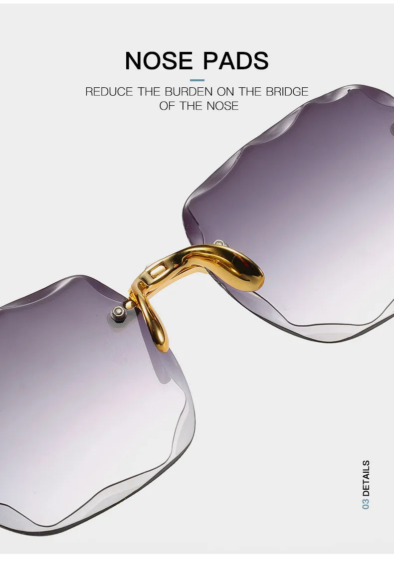 New Rimless Women's Sunglasses Fashion Gradient Lenses Sun glasses Lady Vintage pc Legs Classic Designer Shades sunglasses