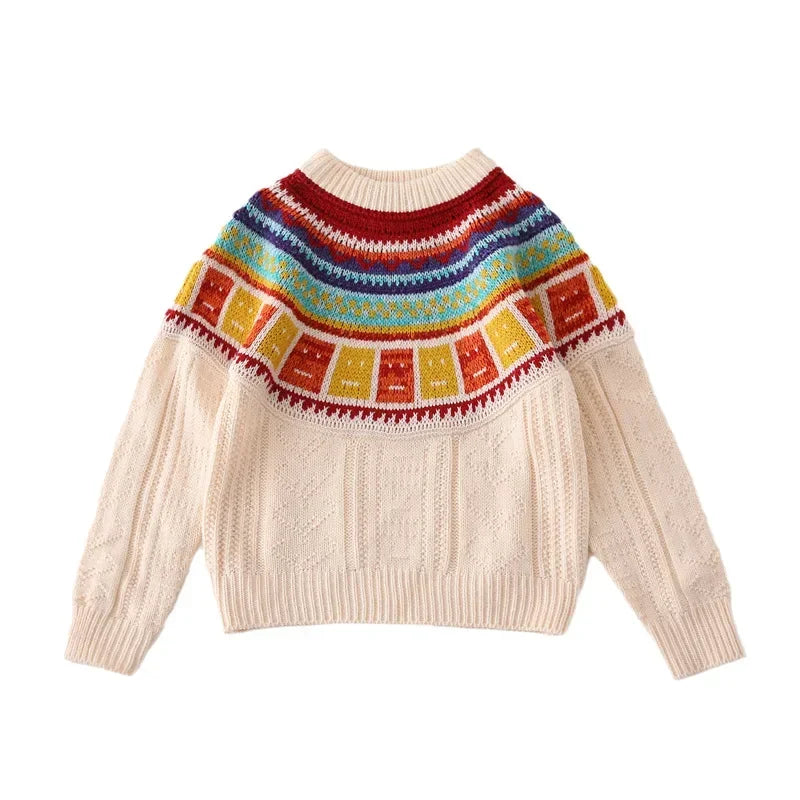 Women Sweater Print Family Daughter Matching Equal Mother Same Knit Top Pullover Baby Knitwear Clothes Knitted Jumper Holiday