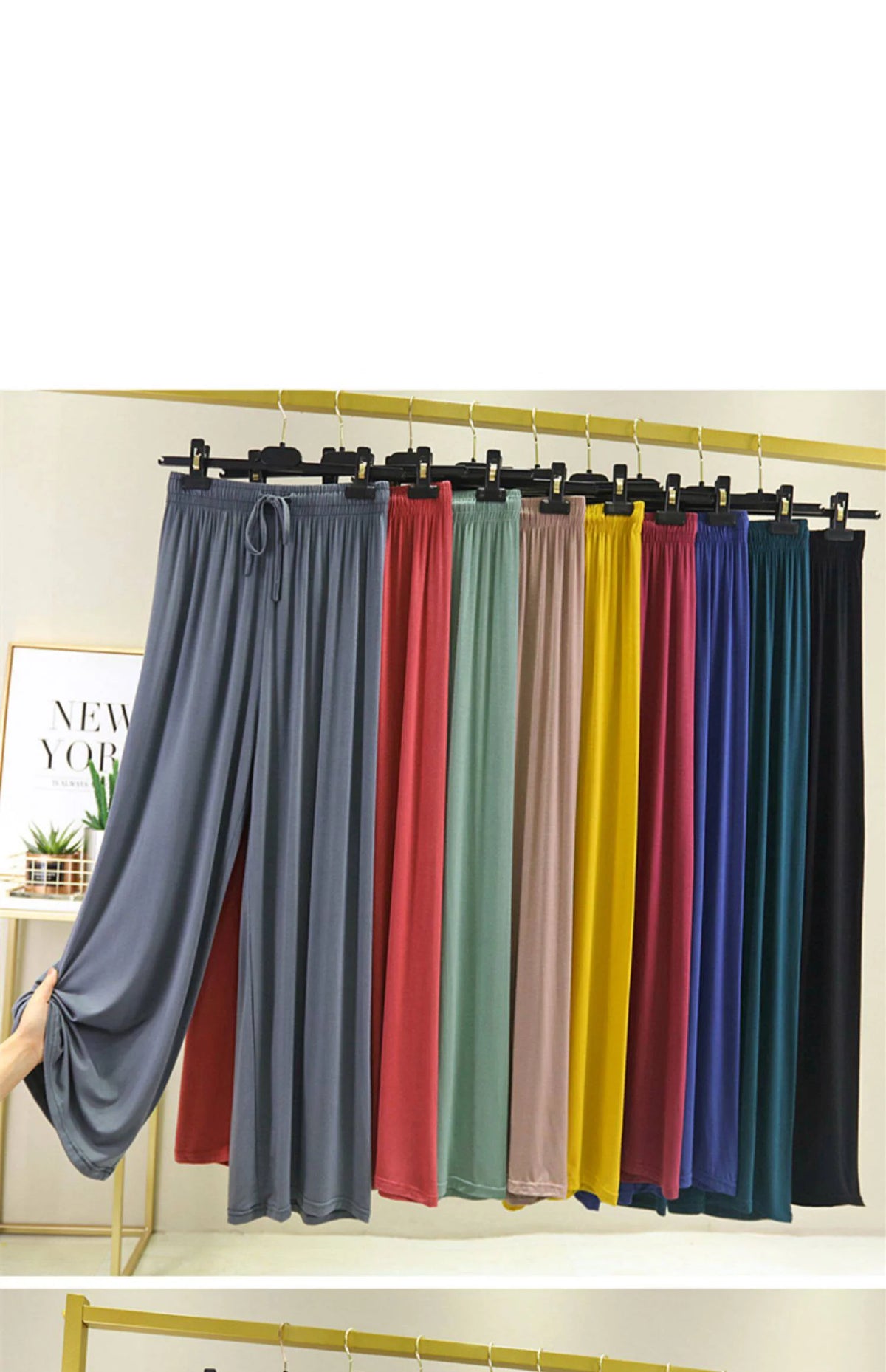 AINICEXIN Women's Wide Leg Pants - High Waist Casual Modal Trousers