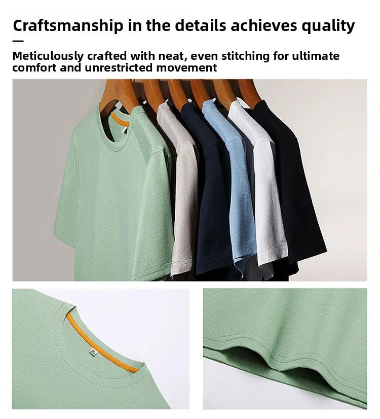 New Luxury Brand Men's T-shirt O-Neck Cartoon Bee Embroid Short-sleeve Breathable Seamless Half-sleeve Summer Fashion Menswear