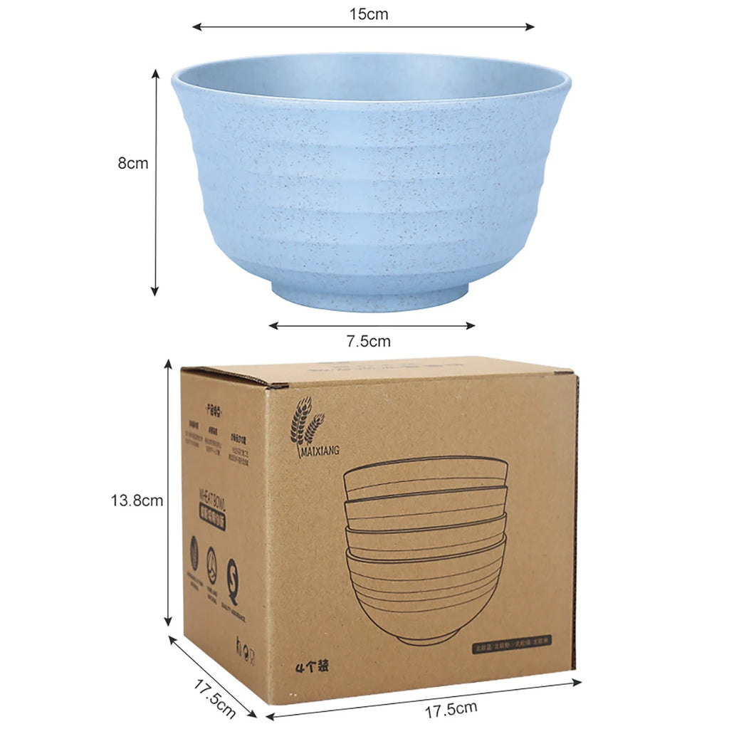 High Grade Wheat Straw Dinnerware Set Children's Unbreakable Dishes Tableware Fork Spoon Chopsticks Bowls Cup Dish Camping Set