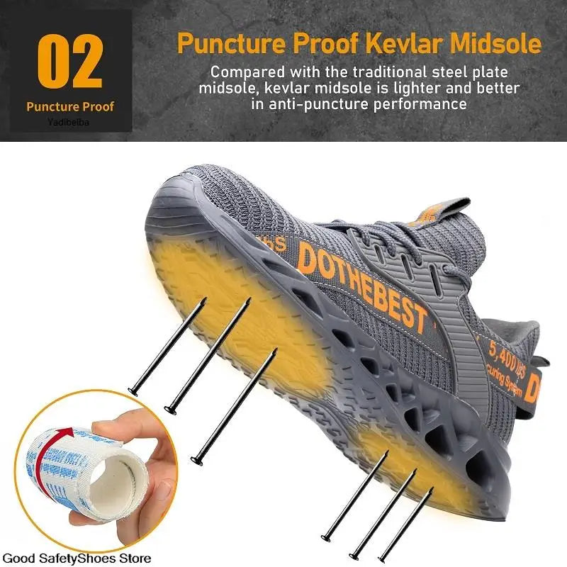 Safety Shoes Men For Work Sneakers Women'S Men Steel Toe Work Shoes Security Protective Shoes Lightweight Anti-Smash Anti-Puncture