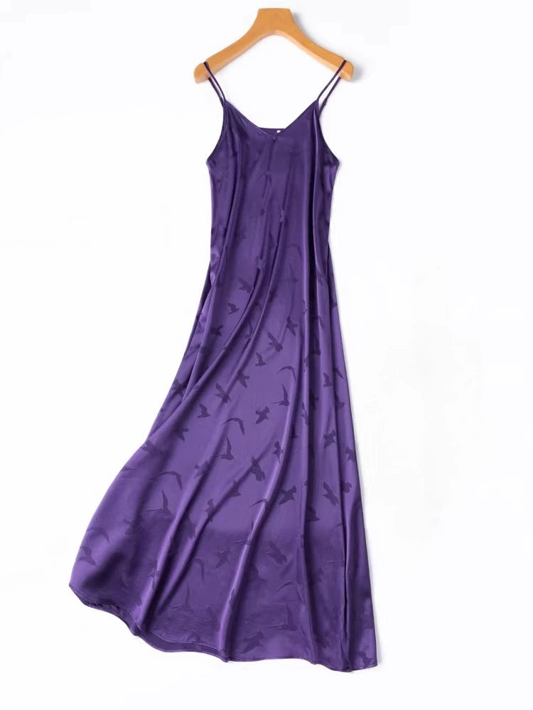Tcyeek 93%  Mulberry Silk Slip Dress for Women 2026 Summer Dresses Fashion Smooth Jacquard Clothes for Ladies Vestidos De Mujer