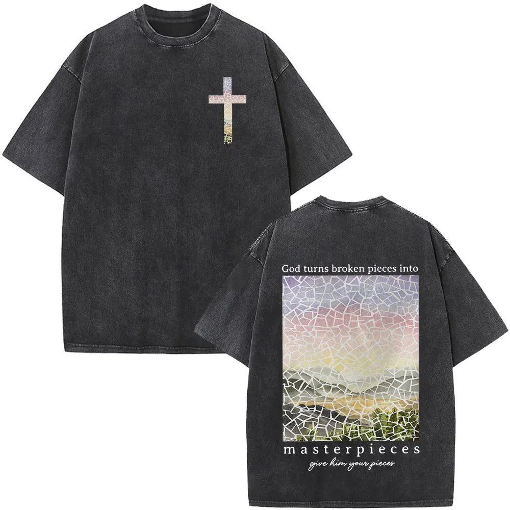 Faith Over Fear Bible Verse Tee For Men By Dshztooma Vintage Batik Print Black Everyday