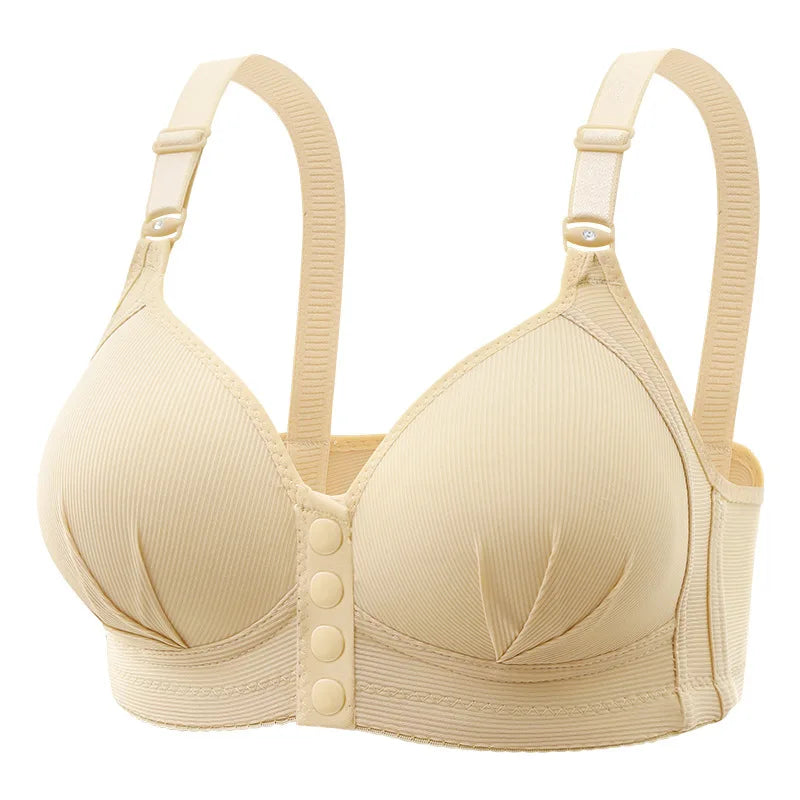 New Large Size Front Buckle Sexy Push Up Women'S'S Bra Adjustable Thin Cup Breathable Comfortable Middle-Aged Mom Ladies Underwear