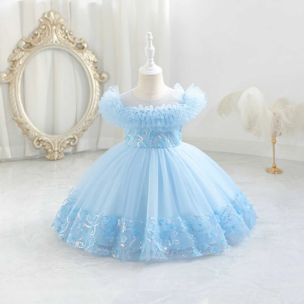 HETISO Sequined Tulle Formal Dress for Girls Elegant Princess Performance Gown New Year Gift Occasion Children's Wear