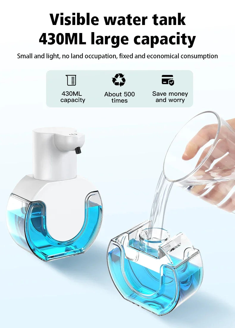 Dispensador automático de jabón de 420 ML, sin contacto, botella de desinfectante de manos con sensor infrarrojo, dispensador de jabón montado en la pared para baño