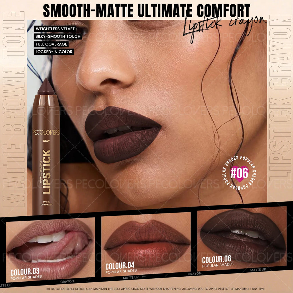PECOLOVERS Matte Velvet Lip Liner Pencil - Reddish Brown