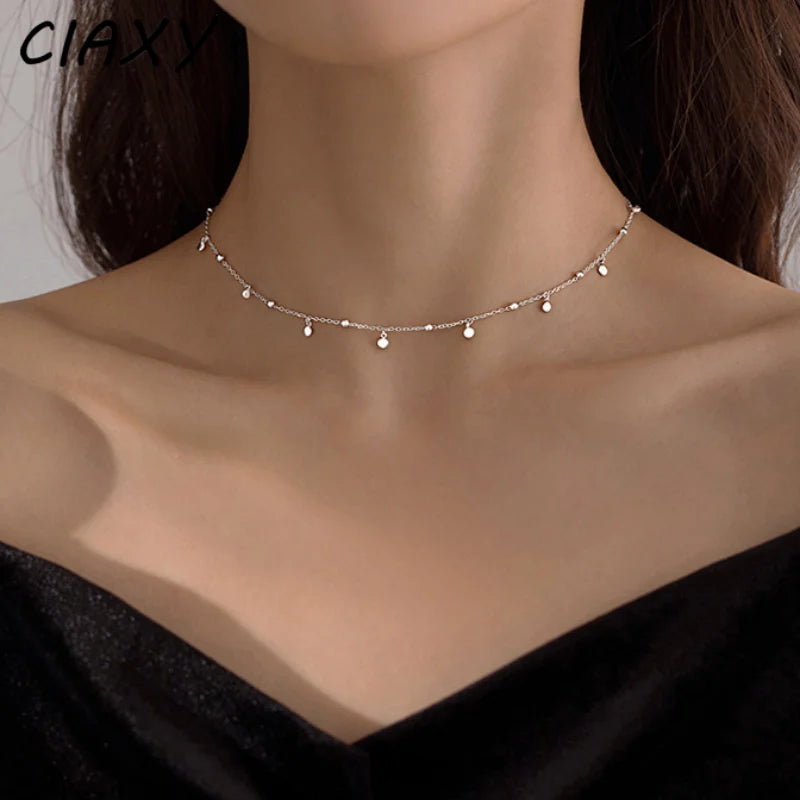 Silver Color Round Piece Tassel Choker Necklaces Niche Design Chains Ball Rock Lady Clavicle Chain Girl Jewelry