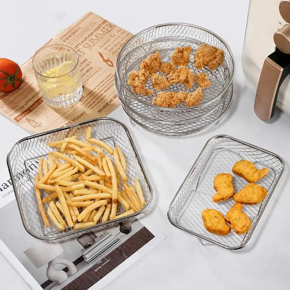 Cesta para asar de acero inoxidable antiadherente Bandeja para freidora de aire Rejilla de alambre Rejilla para freidora de aire Cesta apilable para asar Accesorios de cocina