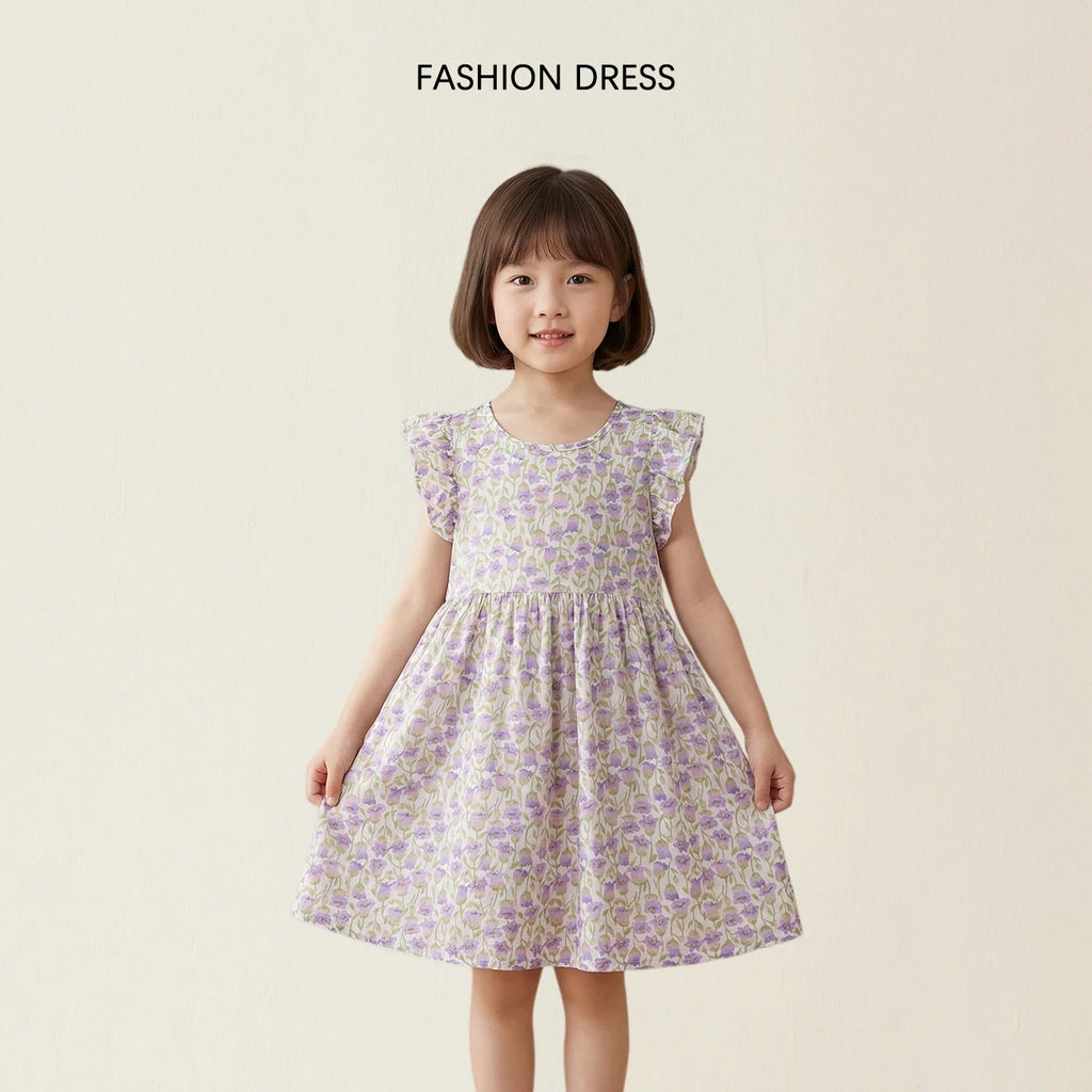 Girl Dress Floral Summer Kids Clothes Girls Children Flower Dresses Flying Sleeve Princess Party Outfit Children's Clothing