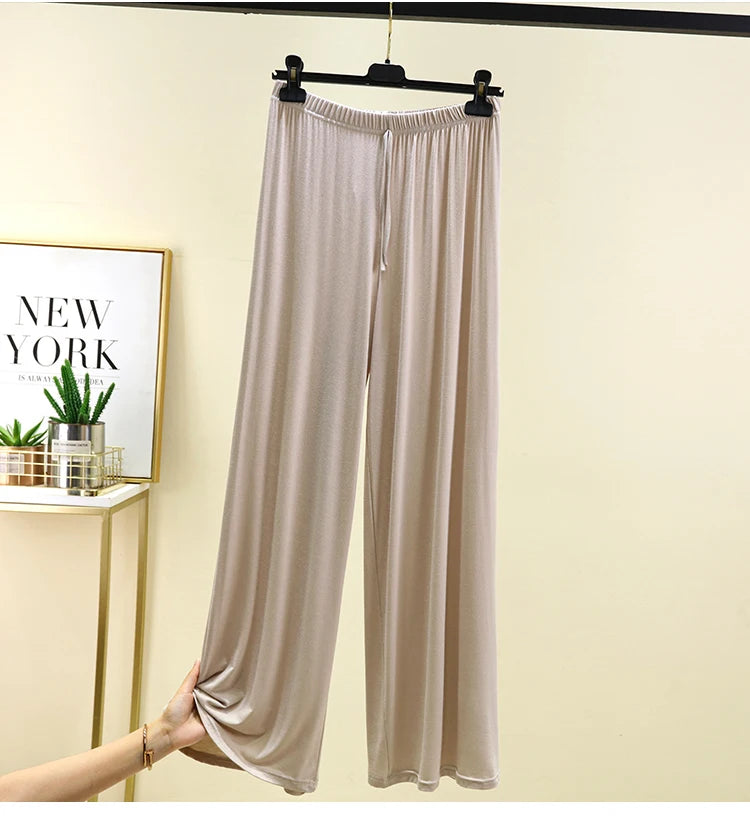 Women's Modal Wide-Leg High-Waisted Lounge Pants - Casual Summer