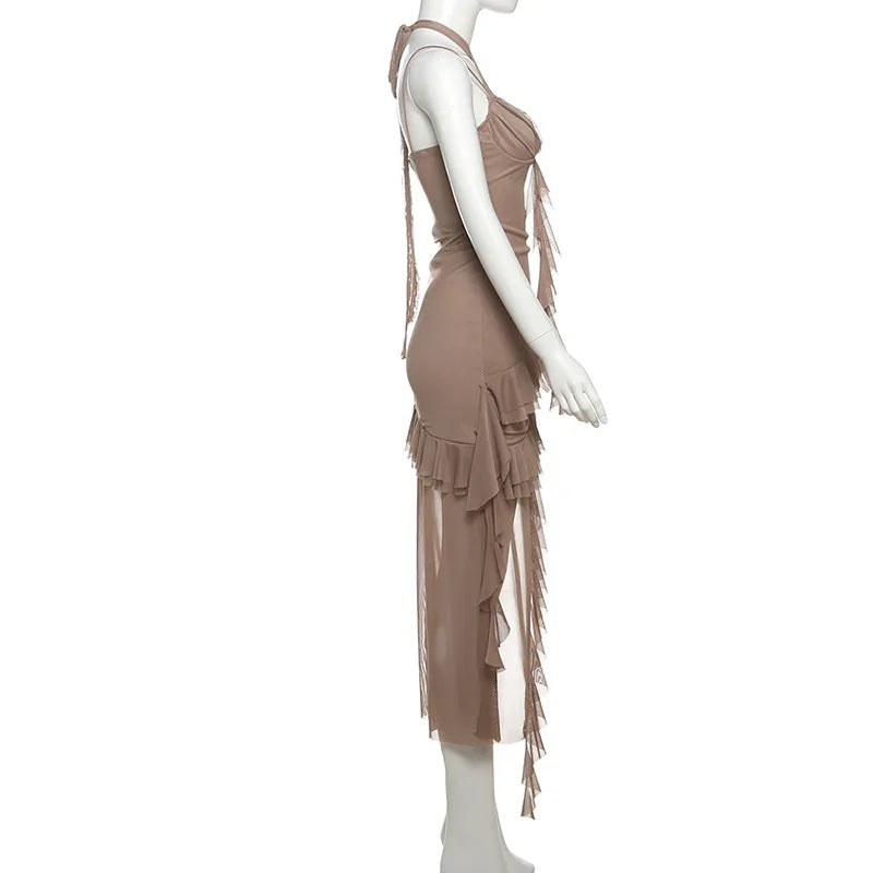 Fashionable Strapless Slim Fit Long Dress Sexy Trendy Girl High Waist Irregular Design Knitted Pure Color Spring New Arrival