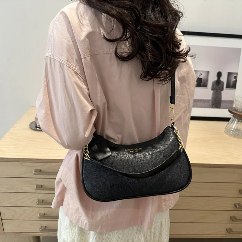 Crossbody Bag for Women Adjustable Strap Crescent Shoulder Bag PU Leather Zipper Closure Casual Handbag for Work Travel