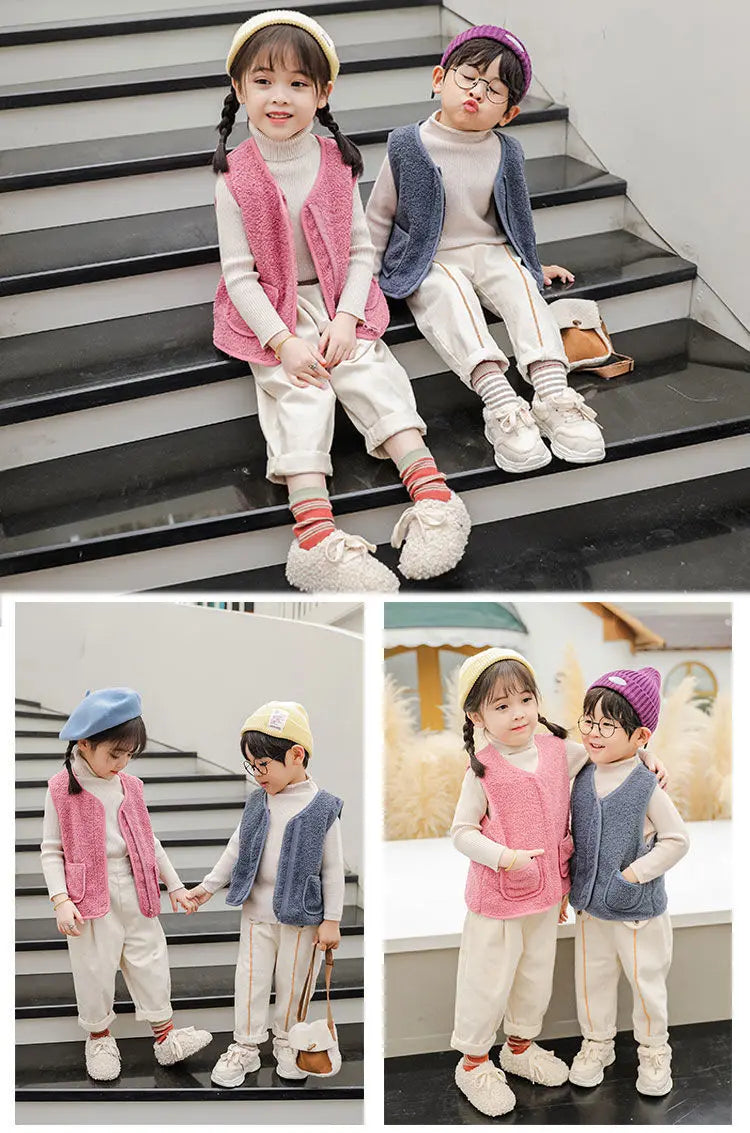 Baby Girl Boys Waistcoat Fleece Soft Warm Vest Autumn Winter Sleeveless Jacket for Children Boy Outerwear Toddler Coat Clothes