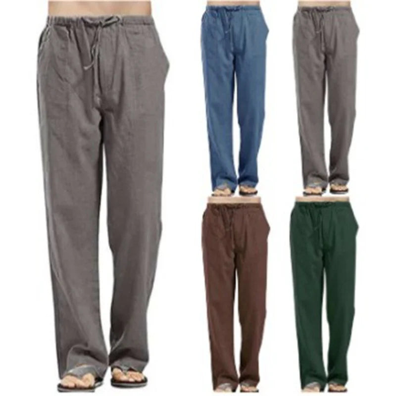 Spring Linen Wide Men Pants Korean Trousers Oversize Cotton Streetwear Male New Yoga Pants Casual Men Clothing Sweatpants
