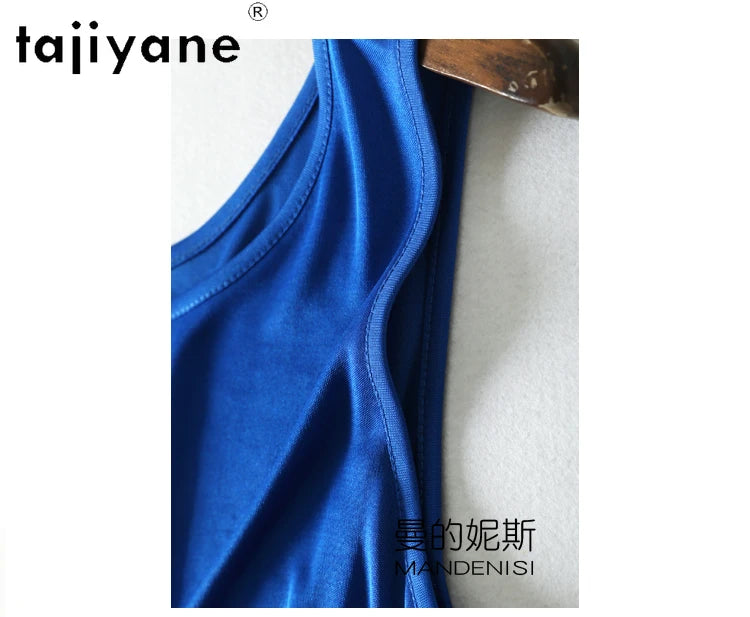 TAJIYANE 70% Mulberry Silk Tank Tops for Woman Elegant Sleeveless Summer Tops 2025 Solid Color Silk Vest Ladies Clothes кроп топ