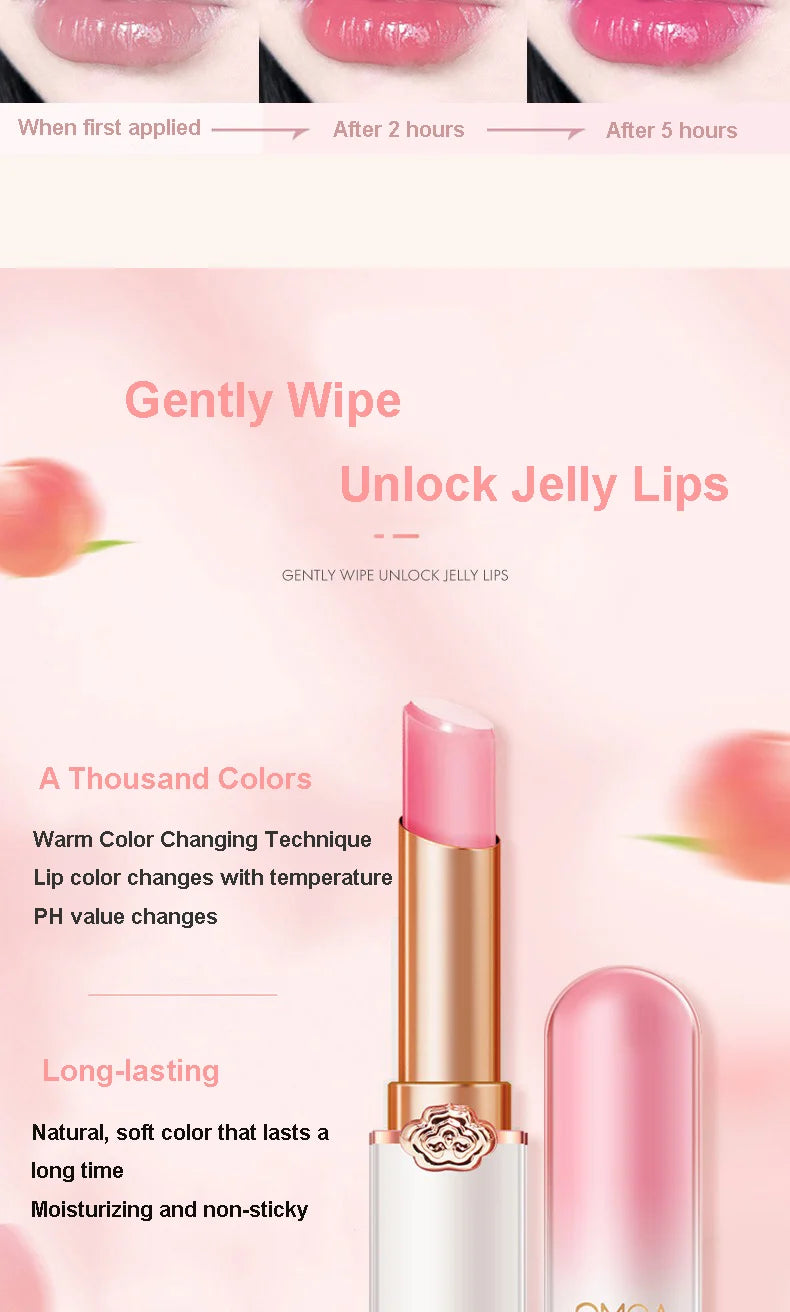 Color Changing Lipstick Moisturizing Lip Balm Nourising Long Lasting Aloe Vera Peach Gloss Natural Beeswax Lip Care Cosmetics
