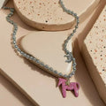Lats White Black Green Blue Pink Color Enamel Colt Horse Pendant Necklaces For Women'S Silver Plated Alloy Beads Chain Chokers