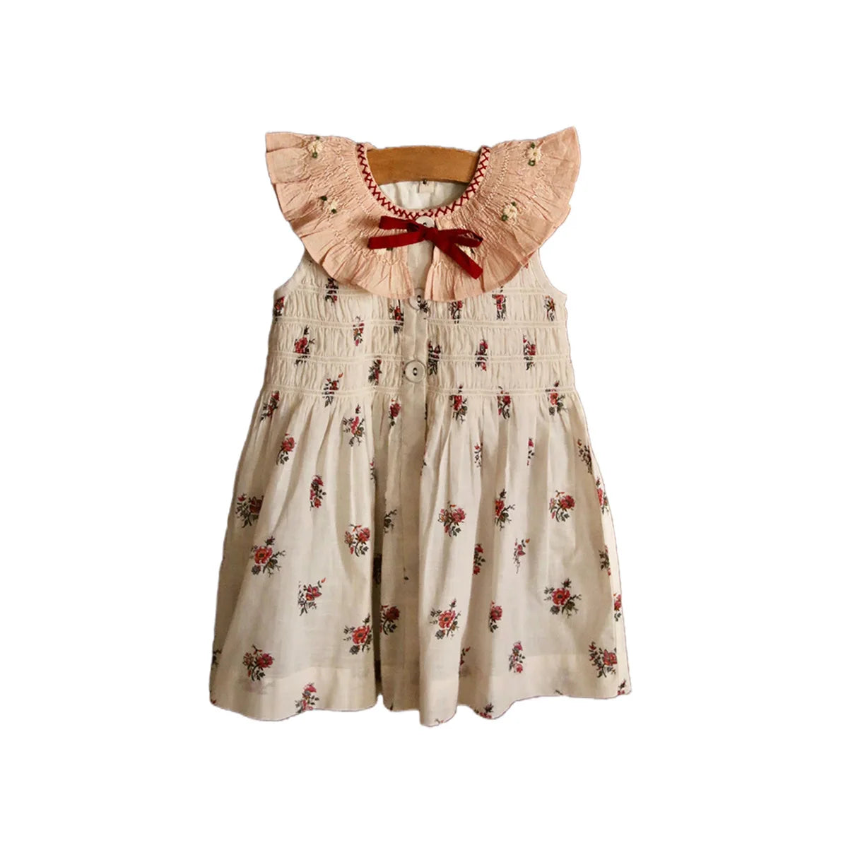 Children's Dress 2026 Summer New Product BD Girls Pastoral Embroidery Wrap Bubble Sleeve Shirt Skirt Princess Dress