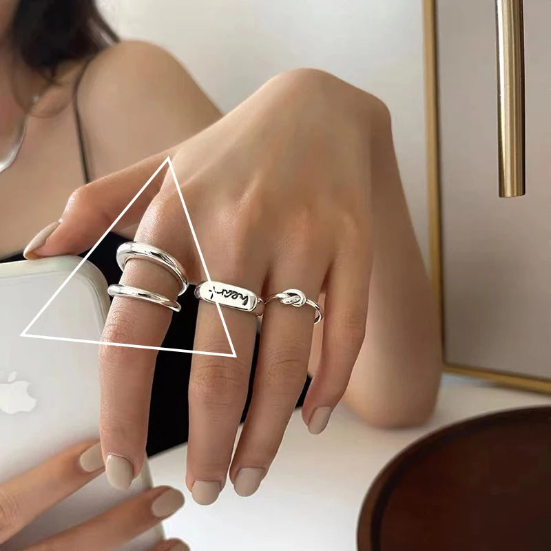 Panjbj 925 Sterling Silver Lines Ring For Women'S Jewelry Finger Adjustable Open Vintage For Birthday Dropship