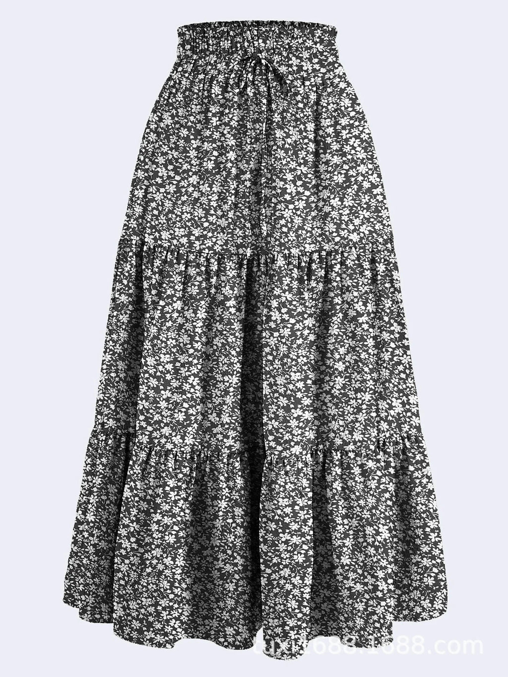 1PC Women's Summer Solid Color Bohemian A-line Midi Skirts 2026 New Female Vacation Casual Loose Faldas