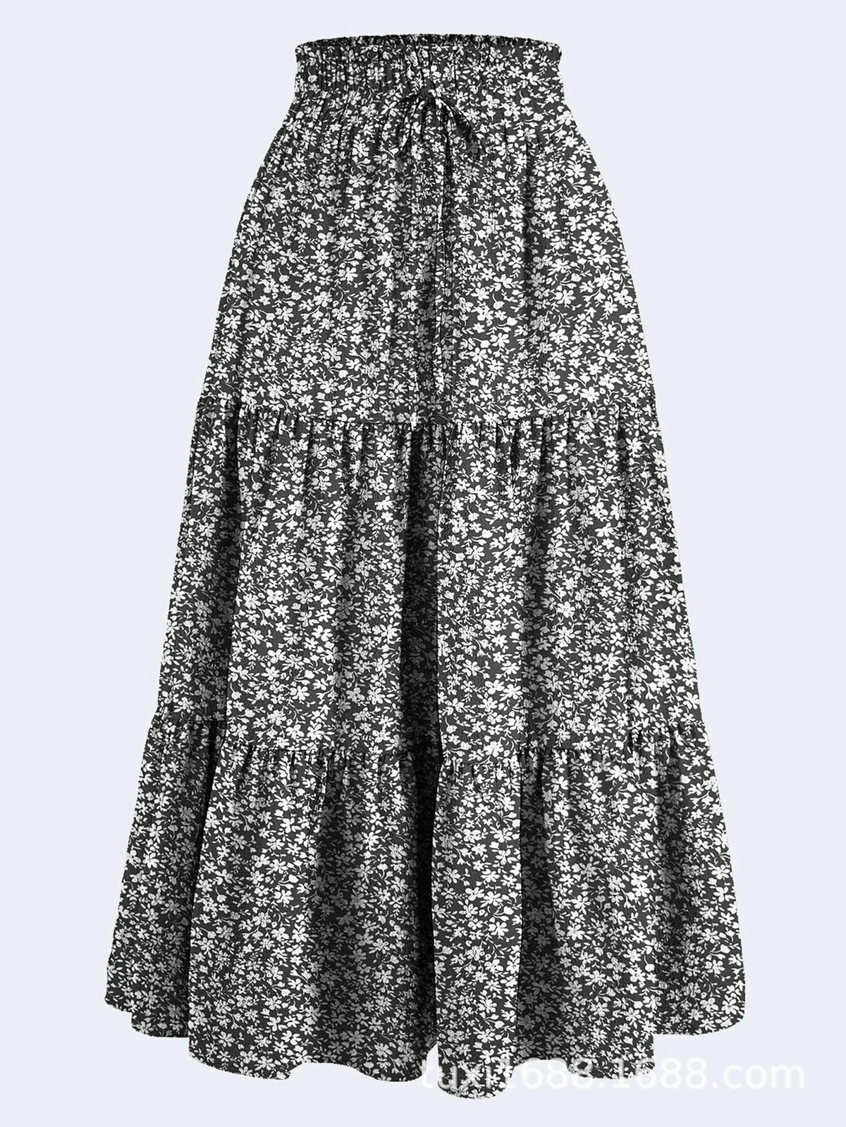 1PC Women's Summer Solid Color Bohemian A-line Midi Skirts 2026 New Female Vacation Casual Loose Faldas