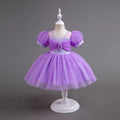 HETISO Pearls Bowknot Kids Girls Dresses Summer Tulle Vintage Elegant Princess Party Gown Children's Gift