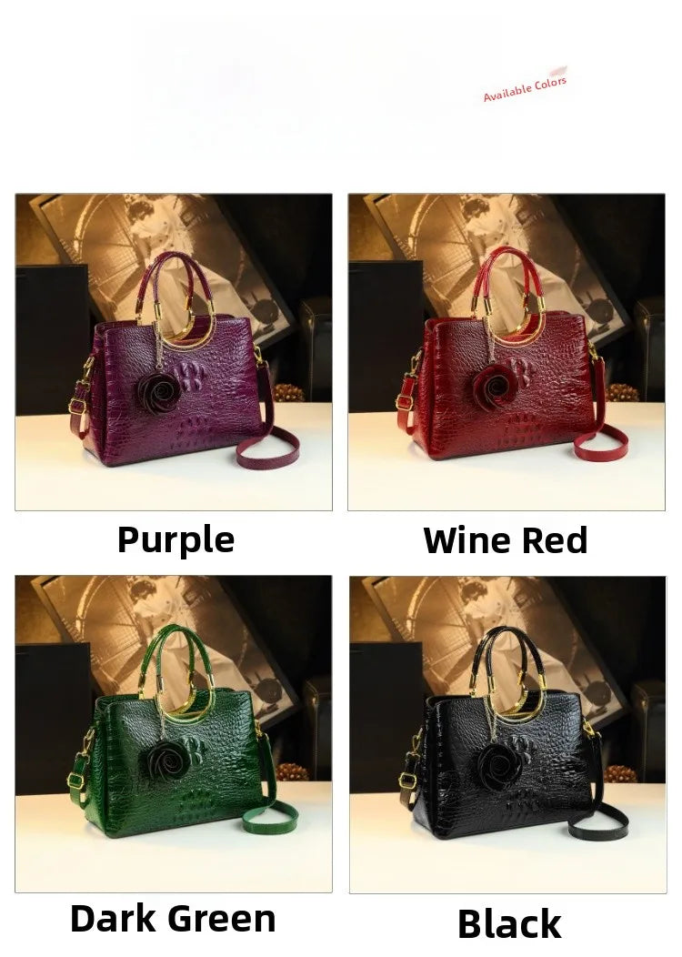 Elegant Leather Crocodile Pattern Wedding Handbag for Women Suitable for Bridal Events And Cheongsam Outfits European Vintage...