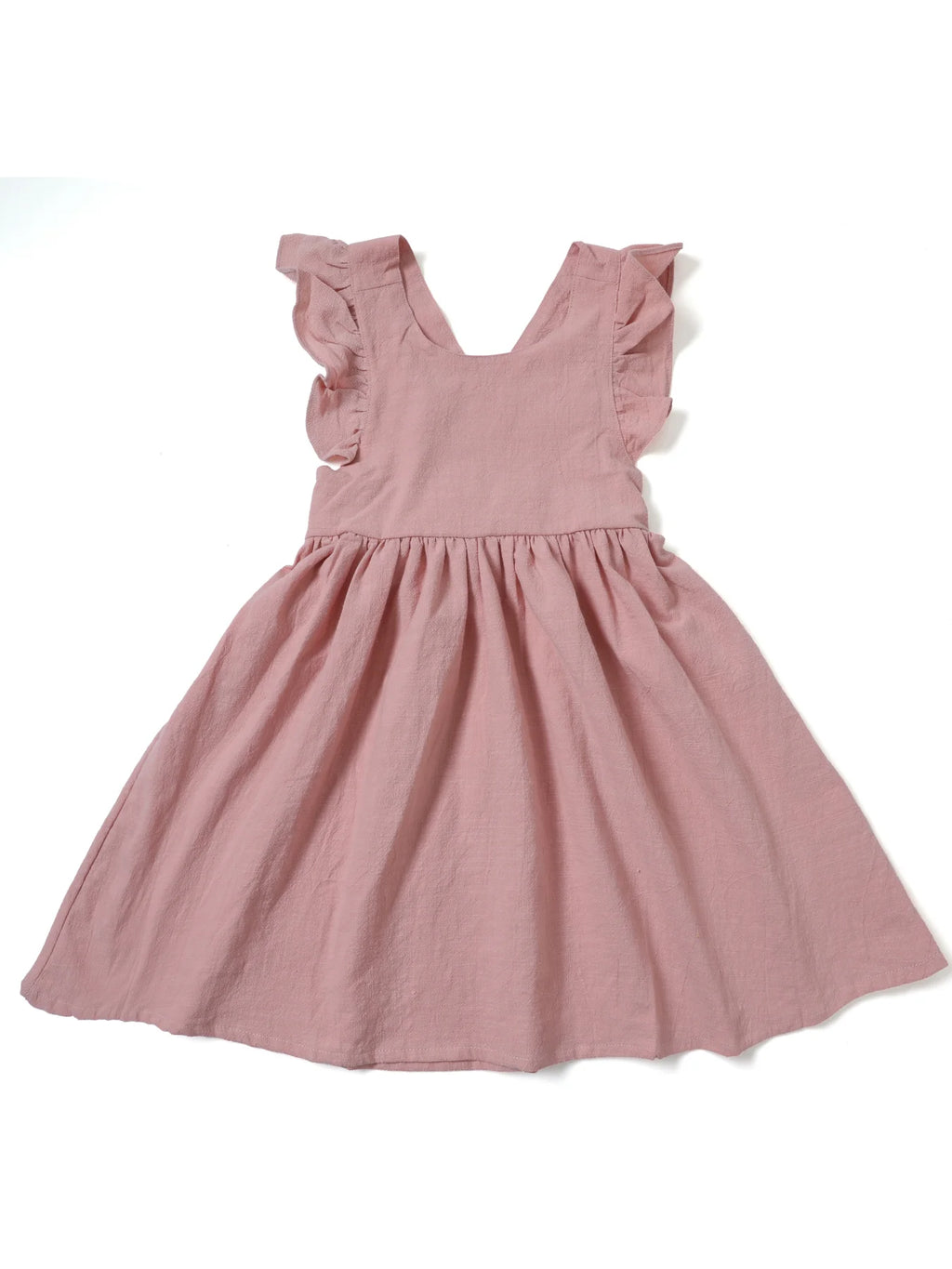 Casual Style Sleeveless Baby Girl Clothing Flying Sleeve Cotton and Linen Material Versatile Solid Color Princess Dress