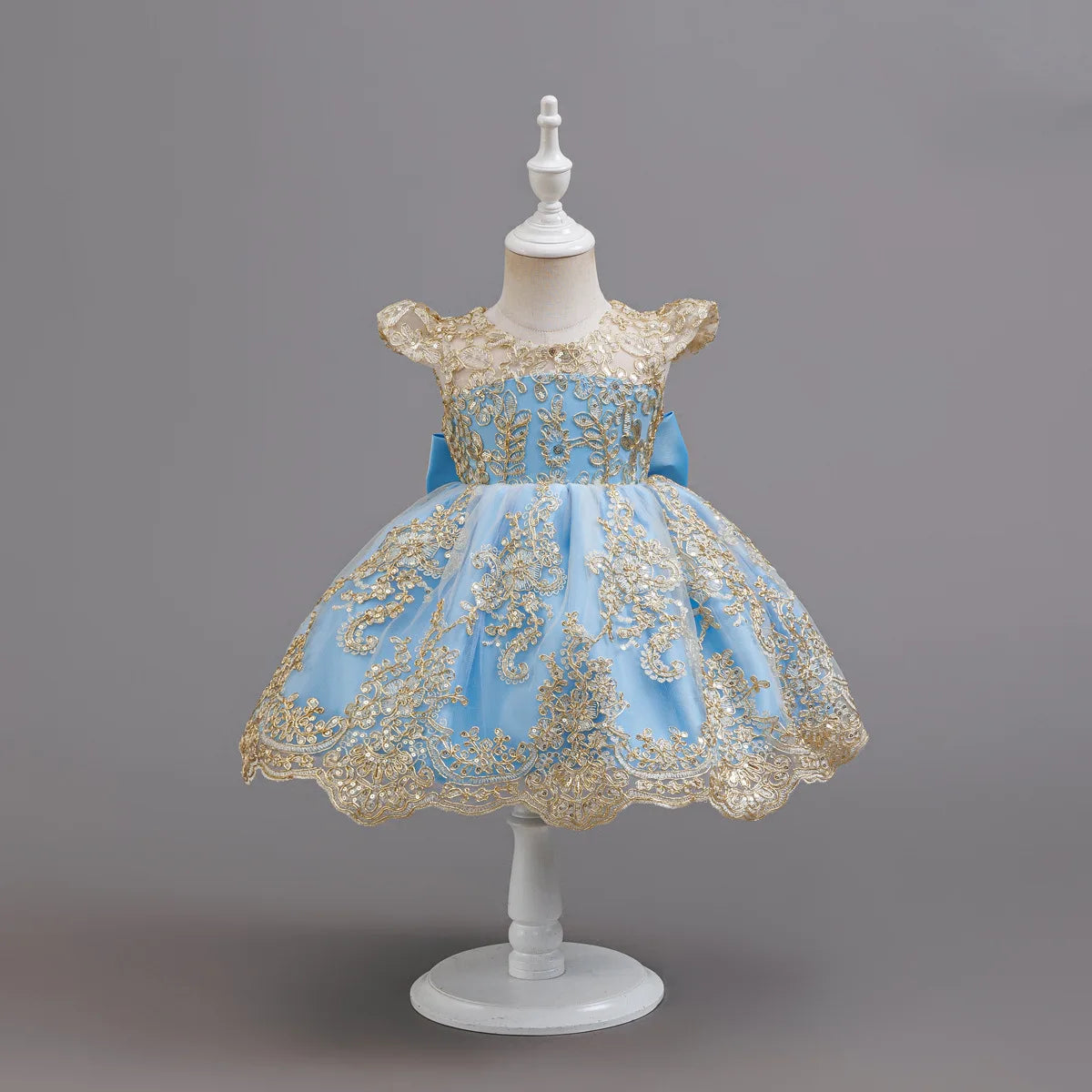 HETISO Children's Dress Princess Embroidery Lace Flower Girls Holiday Party Ball Gown Little Kids Summer Costume 1-6Y