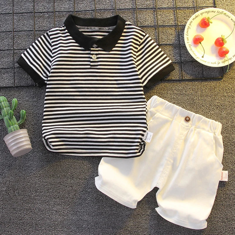 Unisex Kids Summer Cotton Two Piece Set T Shirt And Shorts Breathable Comfort Outfit