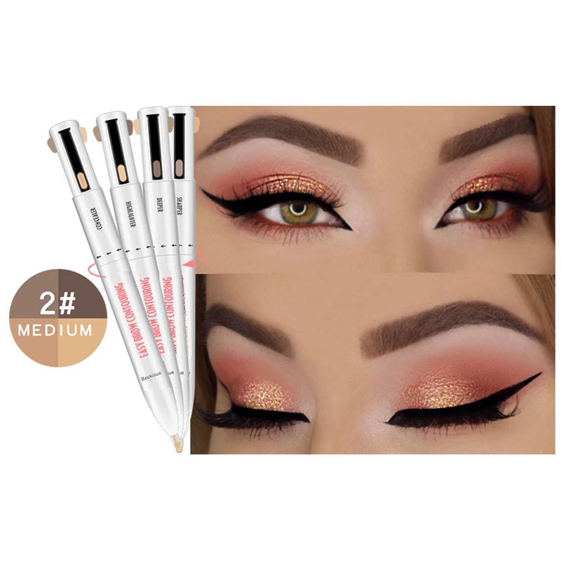 4-in-1 Rotating Eyebrow Pencil - Waterproof Long-Lasting Brow Pen