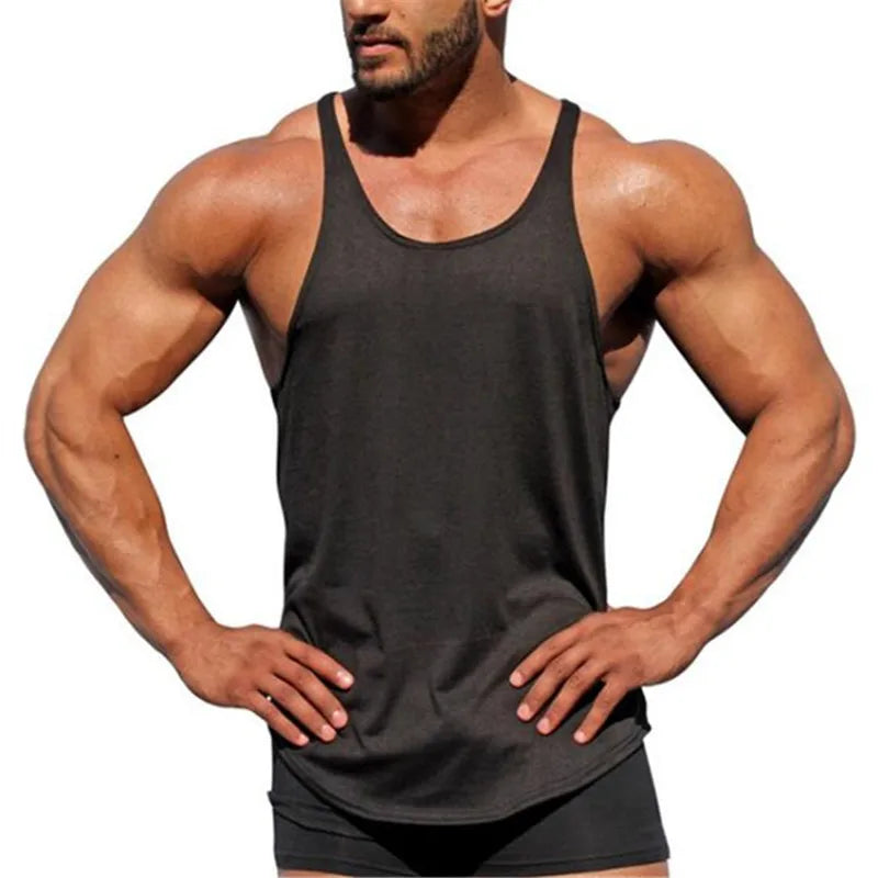 100% Cotton Bodybuilding Jogger Gym Singlet Training Bodybuilding Tank Top Vest Shirt Sleeveless Fitness Cotton Shirt For Men