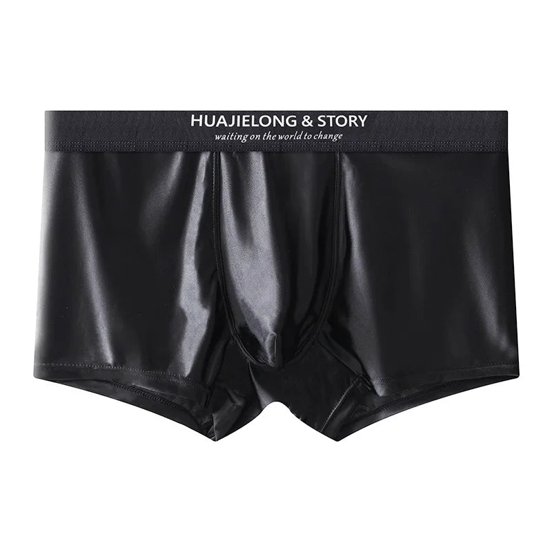 1/3Pcs Breathable Thin Satin Silk Boxer Briefs Seamless Mid Waist Ice Silk Boxers Underpants Smooth Underwear For Men Daily
