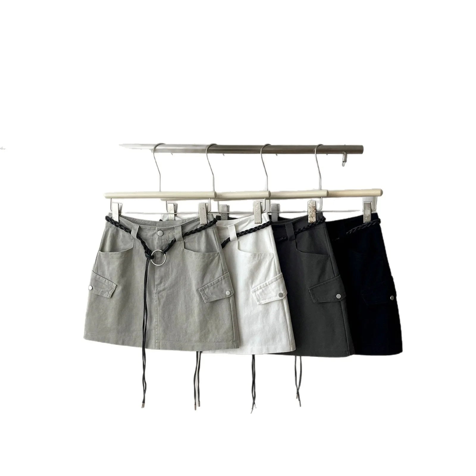 American Retro Versatile Denim Washed Cotton Workwear Mini Skirt Women Summer Korean Chic Bodycon Sexy A-Line Half-length Skirt