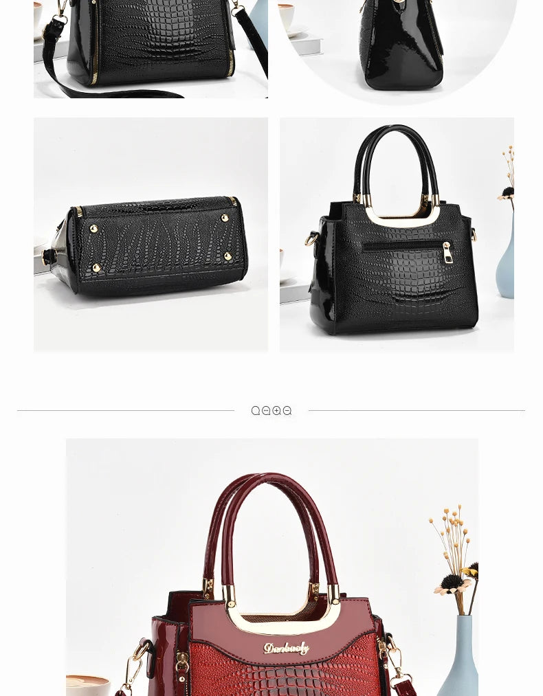 Stylish senior crocodile print women's handbag, temperament all large capacity single shoulder crossbody bag