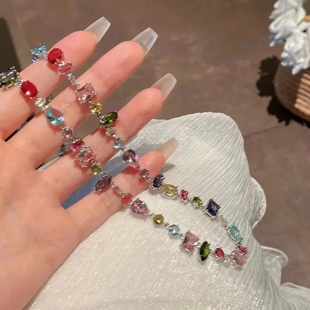 Colorful Crystal Zircon Necklace & Bracelet Set