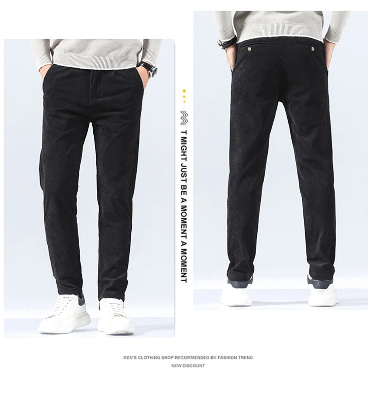 Autumn and Winter Men's Corduroy Trousers New Men's Clothing Stretch Slim Fit Casual Pants Fashion Mens Business Work Pants