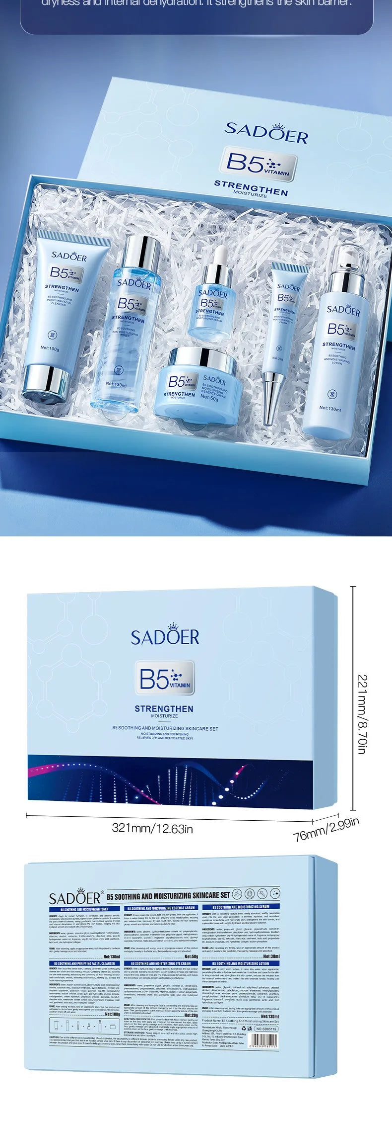 Vitamin B5 Moisturizing Anti-Wrinkle Skincare Set - Firming, Lifting Hydrating Face Kit for All Skin Types Skin care